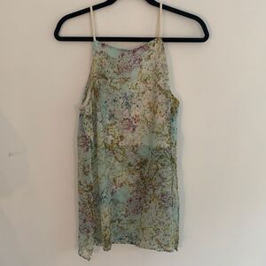 BCBG Flowery crop top with sheer overlay